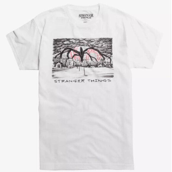 BNWT Stranger Things White Shadow Monster Sketch Tee, Size M - Picture 1 of 3